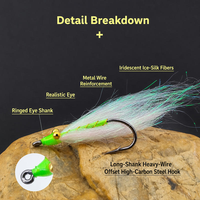 Mouche Crazy Charlie à tête perlée dorée, Streamer Krystal Flash Shrimp, Leurre à mouche en acier à haute teneur en carbone pour la pêche au bar en eau douce et salée