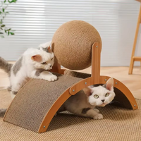 Griffoir pour chat en sisal sphérique, design moderne Noël/Halloween, écologique, antidérapant, base en bois durable, pour intérieur, mural, carton