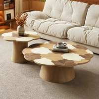 Table basse ronde en bois de style moderne minimaliste, ensemble de meubles pour salon, décoration élégante et stylée, design rustique