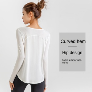 Gym Sport Femmes Active Wear Tshirt Manches Longues Bouton Côtelé Crop Top Formation Fitness Running Deportes De <span class=keywords><strong>Manga</strong></span> Corta - Product Image 2