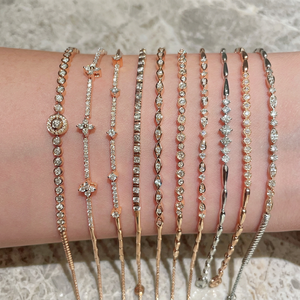 Xinfly Luxury 18K <b>Solid</b> <b>Gold</b> Tennis Bracelet Natural Diamond Pave Setting Custom Fine Jewelry for Women Wedding Gift - Product Image 1