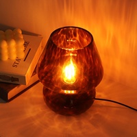 Lampe de chevet à intensité variable DC 5V, lampe de table en verre en forme de champignon, lumière d'ambiance LED avec interrupteur à bouton