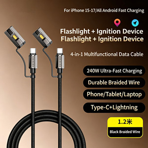 Cavo di ricarica rapida 4 in 1 da 240W con torcia e accendisigari per iPhone 17 16 15 Huawei Samsung, cavo USB C PD - Product Image 6