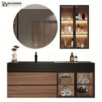 Meuble de salle de bain élégant Buildgres avec miroir en marbre, meuble-lavabo pour salle de bain