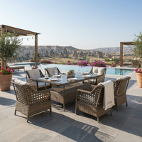 Modern Otel Yapımı Türkiye Modası Alüminyum Gövdeli Rattan Bahçe Masa Sandalye 7 Parça Set Dış Mekan Mobilyası KUGU Kapadokya Seti