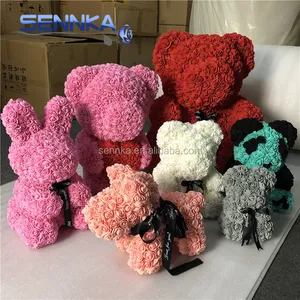Il più popolare orsacchiotto o cane giocattolo nastro etichetta privata fatto a mano di migliaia di rose PE di seta fiore artificiale