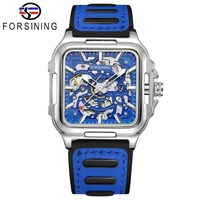 FORSINING FSG8286M3 Nouvelle Montre Squelette Automatique Mécanique pour Homme, Sportive et Élégante, avec Bracelet en Silicone pour l'Escalade