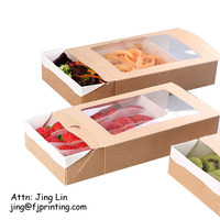 Boîte à tiroir en carton KLB à couvercle blanc avec fenêtre transparente, nouveau design sans colle pour emballage alimentaire (fruits, snacks, sushis)