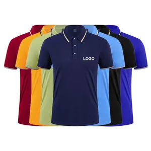 Kaus pria kerah bisnis golf polo ukuran besar bordir poliester katun cepat kering breathable logo kustom