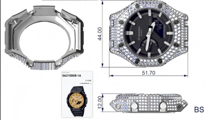 Montre <span class=keywords><strong>Casio</strong></span> GA2100 G-Shock avec lunette et boîtier sertis de diamants Moissanite VVS, certifiée GRA, en laiton massif plaqué or 18 carats, bijoux de luxe - Product Image 5