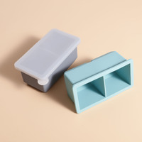 Bac à glaçons en silicone carré grand format à 2 cavités avec couvercle inclus, résistant au congélateur, moule à glace réutilisable, accessoire pour bars et restaurants