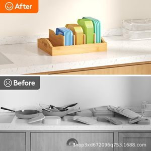 Creative wooden cabinet <b>storage</b> <b>box</b> with adjustable inserts, suitable for home food <b>storage</b> and categorization, <b>kitchen</b> dish - Product Image 4