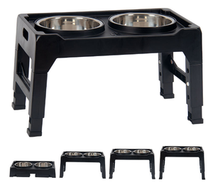 Mangkuk tempat makan anjing ditinggikan, mangkuk Stainless Steel baja tahan karat dapat disesuaikan dudukan lipat anti selip - Product Image 1