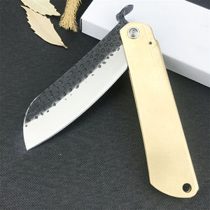 Coltello Tascabile Tattico con Lama Forgiata Giapponese e Manico in Ottone, Coltello Pieghevole <span class=keywords><strong>Higonokami</strong></span> per Campeggio ed EDC - Product Image 5