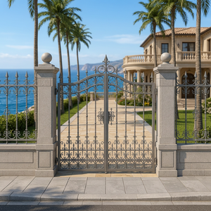 Mediterranean Cast Iron Fence Ornamental Design Rust Resistant 6 Feet Modern European Style for Villa <b>Wall</b>-Mounted - Product Image 1