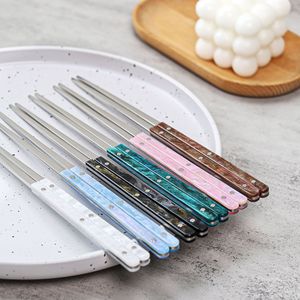 Stainless Steel Chopsticks 304 <b>Mirror</b> Polished <b>Acrylic</b> Handle Home Western Dining Cutlery Gift Set - Product Image 2