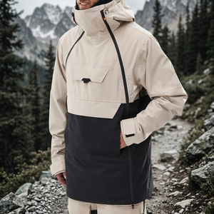 Veste de ski pour homme à blocs de couleur, imperméable, à capuche, manteau d'hiver, veste de ski imperméable tendance pour le snowboard - Product Image 1