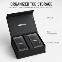 Boîte d'emballage en papier personnalisée noire de luxe avec logo magnétique pour cartes TCG, boîte cadeau VIP pour cartes de collection et cartes de crédit