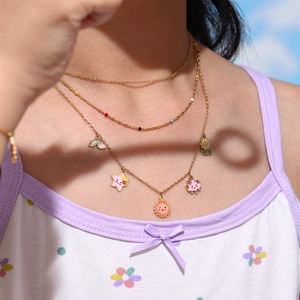 LEPAI Ingrosso Nuovi Accessori per Bambini, Collana in Acciaio Inossidabile Placcato Oro 18K con Simpatici Piccoli Sole e Stelle - Product Image 1