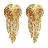 À la mode cristal réutilisable Nippies mamelon couverture diamants collant poitrine pétales PU mamelon couvre avec chaîne pour danse fête