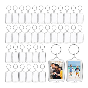 Photo Frame Clear Blank Acrylic Keychain Transparent Plastic Storage Tag Hanging Blank Photo Acrylic Keychain