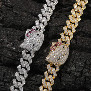 UWIN جذاب CZ Cat جذاب 13 Prong سلسلة كوبية HK شخصية كرتونية قلادة قلادة نسائية بياقة - Product Image 4