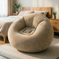 Canapé gonflable, fauteuil pouf en velours, fauteuil pouf tatami pour salon