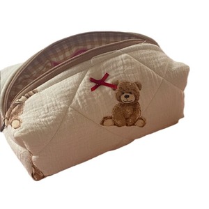 <b>Cute</b> teddy <b>bear</b> makeup bag, portable cosmetics and skincare storage bag, large capacity cartoon print toiletry bag - Product Image 5