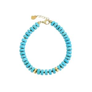 LONGFENG SSSH-18 S925 Argent Plaqué Or 18K Turquoise Naturelle Perles de Boulier Classique Versatile DIY Bracelet pour Femmes Haut de Gamme - Product Image 5