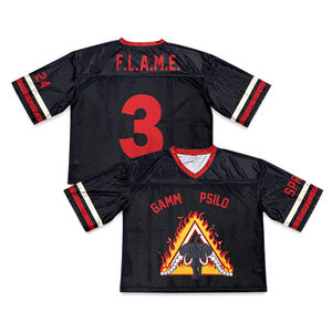 Maillot de football en maille personnalisé col en V impression carrée respirant sublimation surdimensionné t-shirts américains courts - Product Image 1