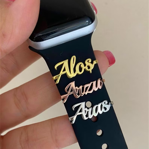 Tên Tùy Chỉnh Thư Xem Ban Nhạc Charm Cá Nhân Thép Không Gỉ Đồng Hồ Vòng Lặp Cho Đồng Hồ Buckles Strap Kim Loại Nút Charms - Product Image 1