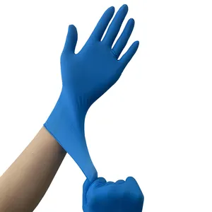 Blue Disposable Medic 4.5 mil Disposal Examination Medical Powder Nitrile Gloves stock