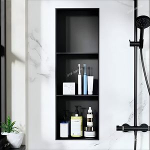 Nicho de Ducha de Acero Inoxidable de Lujo EX300 OEM/ODM, Negro Mate, Estante de Ducha Empotrado para Pared de Baño, Sin Necesidad de Azulejos - Product Image 5