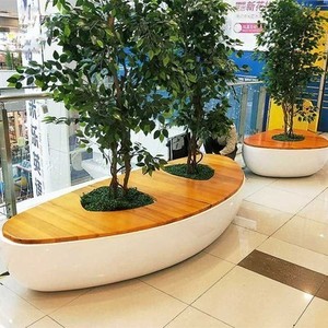 ที่นั่งริมสระน้ำต้นไม้ไฟเบอร์กลาสกลางแจ้งสินค้าออกใหม่ประติมากรรมม้านั่งว่างห้างสรรพสินค้าสั่งทำพิเศษเก้าอี้สำหรับพักผ่อนในสวน - Product Image 1