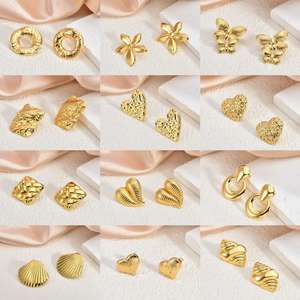 18K Vergulde Geometrische Onregelmatige Vintage Oorknopjes High-End Nieuwe Grensoverschrijdende Sieraden Titanium Staal Roestvrij Materiaal - Product Image 3