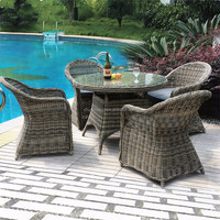 Ensemble de salle à manger durable en corde tressée au design moderne pour jardin, restaurant, mobilier d'extérieur, cour, hôtel, villa
