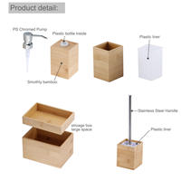 Ensemble d'accessoires de salle de bain en bambou de luxe, 3 pièces, naturel, écologique, support rectangulaire, distributeur de savon, porte-brosse à dents, porte-savon