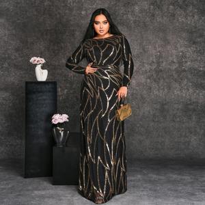 Robes africaines à paillettes pour femmes à manches longues Robes sirène élégantes Robes <span class=keywords><strong>de</strong></span> soirée mode avec <span class=keywords><strong>jupon</strong></span> - Product Image 2