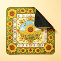 Tapis de Mahjong Vert Forêt, Motif Champignons et Écureuils d'Automne, Antidérapant en Microfibre, Tapis de Table de Mahjong Américain pour 4 Joueurs