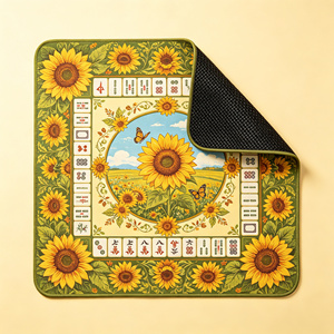 Tapis de Mahjong Vert Forêt, Motif Champignons et Écureuils d'Automne, Antidérapant en Microfibre, Tapis de Table de Mahjong Américain pour 4 Joueurs - Product Image 3