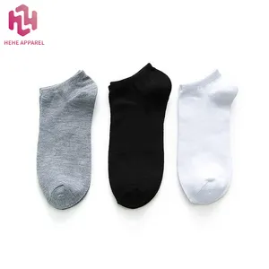 Мужские и женские однотонные черные, белые летние невидимые носки из полиэстера с низкой посадкой оптом от китайского производителя