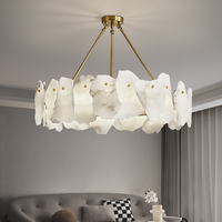 Luminaires suspendus modernes pour hôtels, villas, lustres d'intérieur de luxe, hauteur réglable, lampe suspendue en albâtre naturel