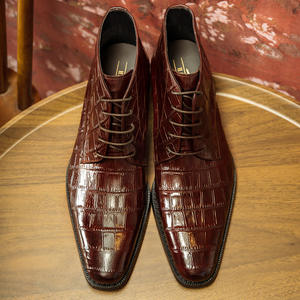 Botines de cuero de vaca para hombre, zapatos formales, botines con cordones a cuadros, de alta calidad, informales, otros zapatos de moda - Product Image 2