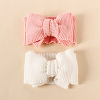 Accessoires pour cheveux bébé automne-hiver 2026 : Bandeaux turban en laine tricotée avec grands nœuds surdimensionnés pour bébés filles