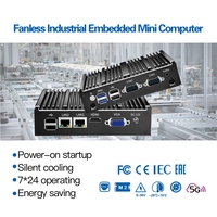 Compacto Industrial Mini PC 2 LAN 6 USB 2 COM RS232 RS485 4 puertos Ethernet Linux Ubuntu Windows XP 10 11 4 US/CN Plug Nuevo producto