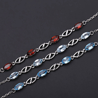 F0092 Respect de la topaze bleue suisse naturelle Gemstone Fashion 925 Sterling Silver Bracelet Bijoux pour filles