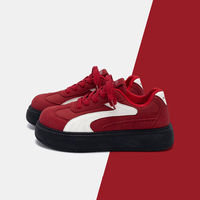 Baskets à semelle épaisse pour femmes, à lacets, respirantes, antidérapantes, pour la marche, printemps automne, rouge noir, 35-40, faible MOQ