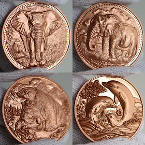 เหรียญทองแดงแท้ 999 น้ำหนัก 1 ออนซ์ ลายสัตว์ป่า รูปทรงกลม ลายช้าง หมีขั้วโลก โลมา ของสะสม ขายส่งโดยตรงจากผู้ผลิต - Product Image 1