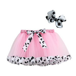 Nueva falda tutú para niñas <span class=keywords><strong>de</strong></span> la serie Sweet Animal con lazo Falda acampanada con estampado <span class=keywords><strong>de</strong></span> <span class=keywords><strong>vaca</strong></span> y cebra <span class=keywords><strong>de</strong></span> dibujos animados para niños - Product Image 6