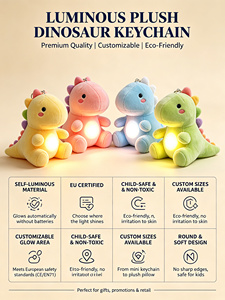 Coussin en peluche dinosaure lumineux sans danger et non toxique, tissu lumineux personnalisé sans batterie, veilleuse douce pour apaiser la peur des enfants - Product Image 5